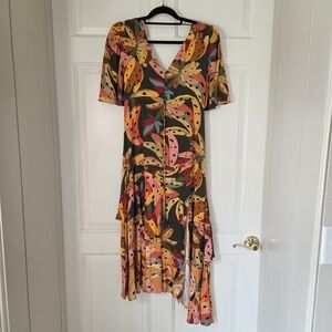 FARM Rio Maxi Dress Multicolor Banana Pattern From Brazil XS